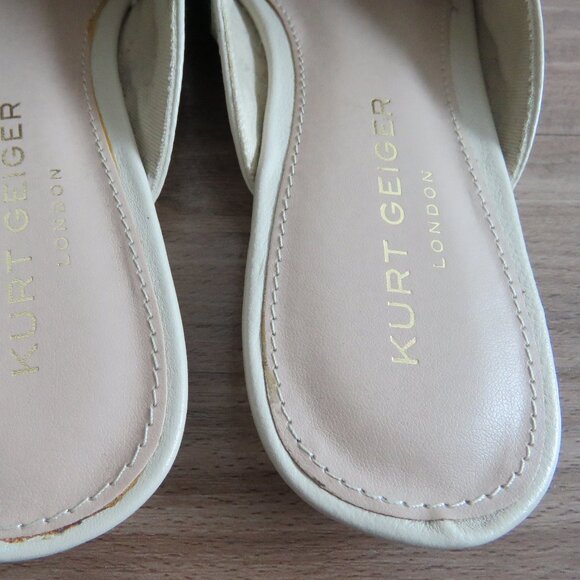 KURT GEIGER Otter Love White Rainbow Heart Flat Mules in Bone Leather Sz US 7 - Picture 7 of 13